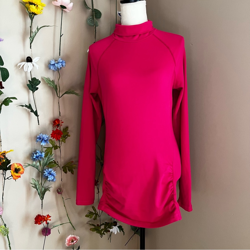 Athleta Long Sleeve Tunic Mock Neck Pink Top Medium